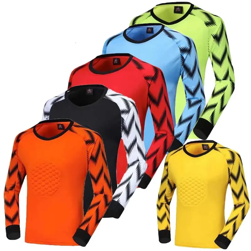Mens Children Football Long Sleeves Goal Keeper Uniforms Sport Training Breathable Top Soccer Goalkeeper Jersey Kit 240402