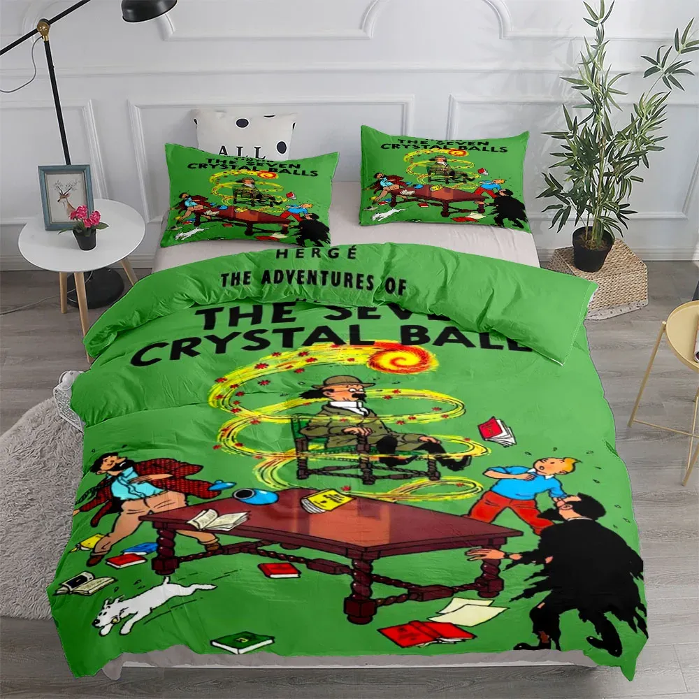 Tintin Adventure Tales Children Duvet Cover Set King Queen Double Twin Single Bed Linen Set