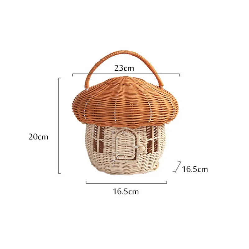 Handmade Wicker Mushroom Storage Basket – Rattan Decorative Bin For Home, Kids' Toys, Outdoor & Photo Props
