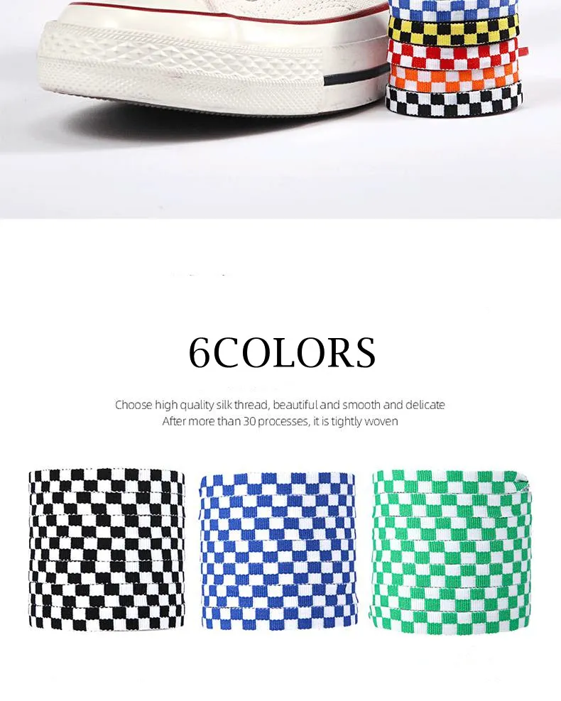 Black And White Checkered Grid Flat Shoelaces With Printed Ribbons For Men And Women Mosaic Thick Rope Shoe Laces For Sneakers From Ddmysmile 6.65 DHgate.Com