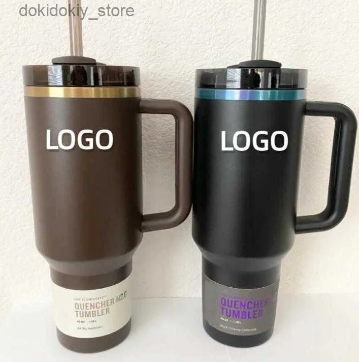 Mugs Us Stock Chocolate Old 40oz Black Chroma Herbruikbare Tumbler met handvat en roestvrijstalen geïsoleerde Cosmo Pink Travel Mu Tumbler Keep Drinks Cold L49