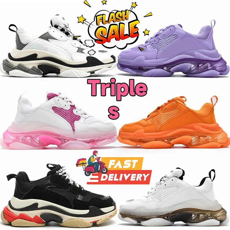 Designer triple s men women 17FW track for Men Women Designer Casual Shoes Platform Sneakers Clear Sole Black White Grey Red Pink