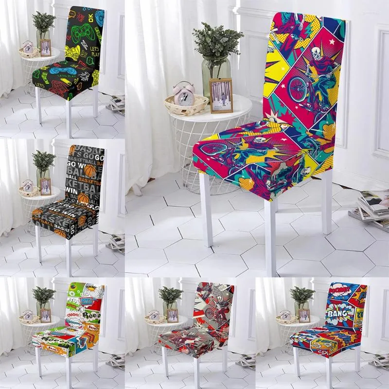 Stuhlabdeckungen Hippe Elastic Cover Stretch Antidirty Seat Slitcovers Abnehmbares Gehäuse für Esszimmer Küche Hochzeitsfeier