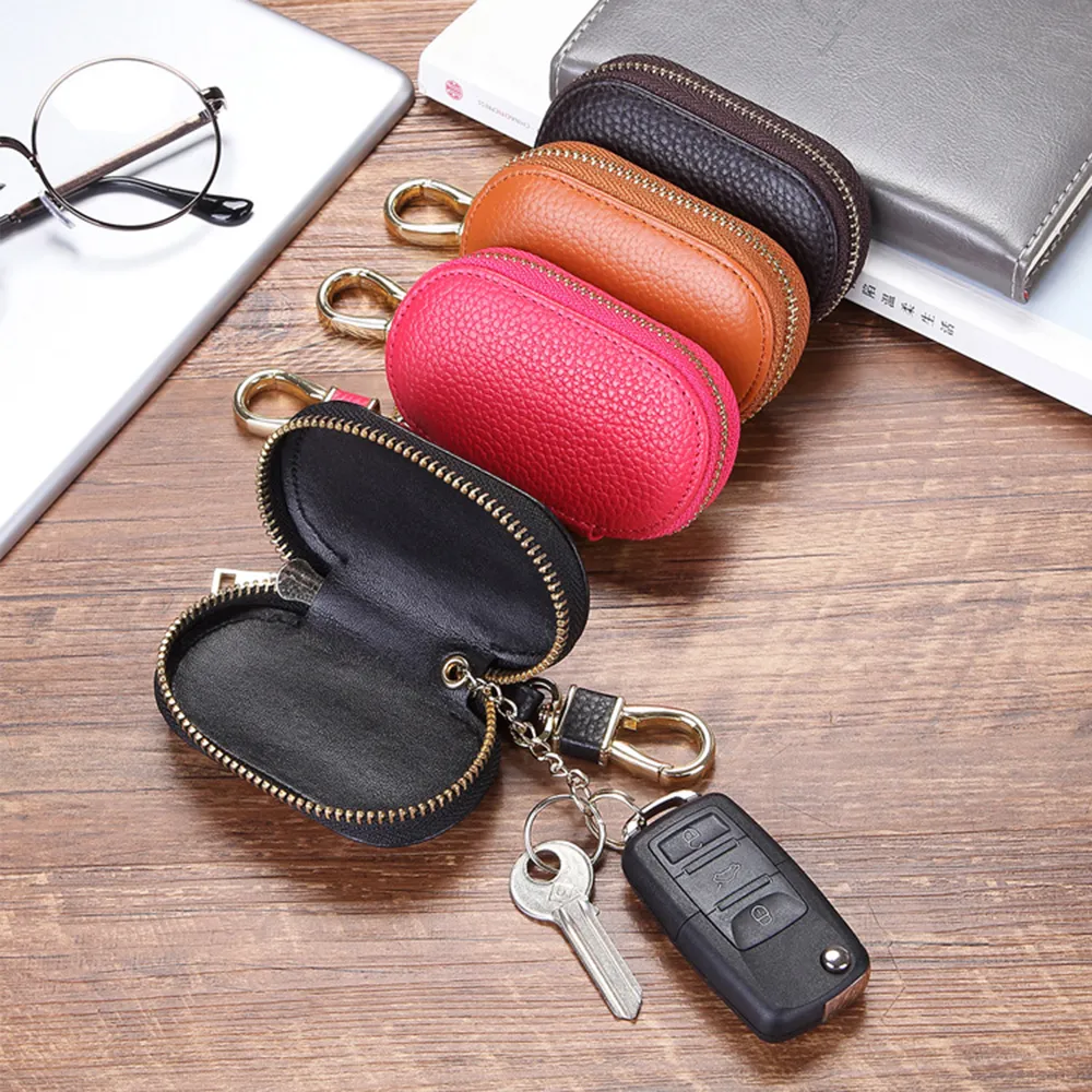 Cowhide Genuine Leather Key Holder with Coin Pouch