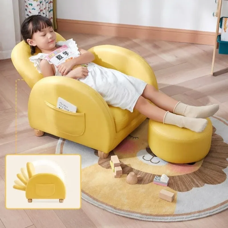 Children s Armchair Reading Corner Living Room Cute Baby Sofa with Footstool Mini Fabric Sofa for Kids Home Cloth Lazy Sofa Chair