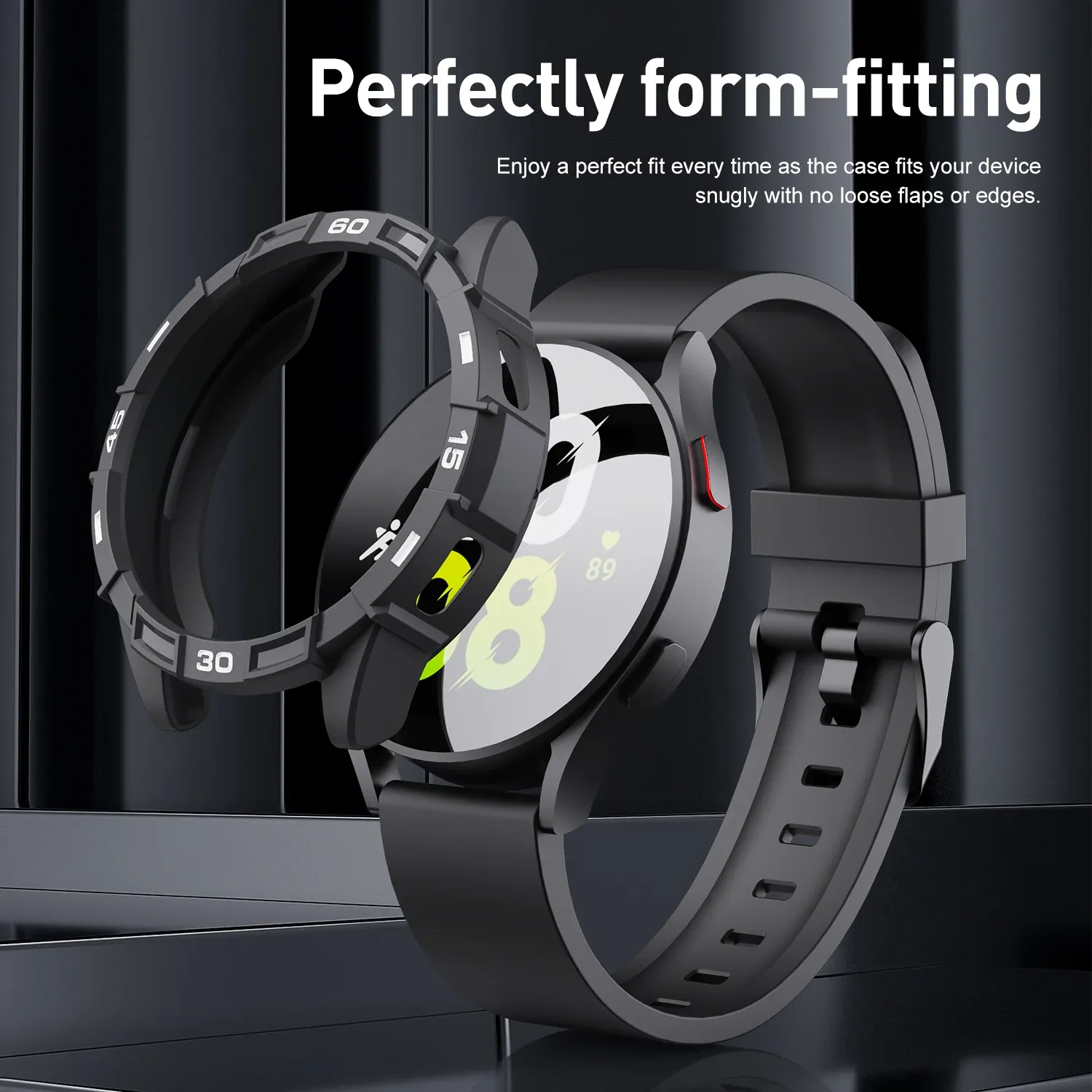 Sikai Watch Case för Samsung Galaxy Watch 4 44mm Screen Protector TPU All-Around Bumper Protective Cover för Watch 5 44mm