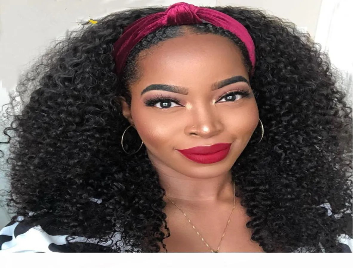 kinky curly half wig head band Human Hair for Black Women kinky kinky curly judge band wig provareed based jategy 150 densy9647544