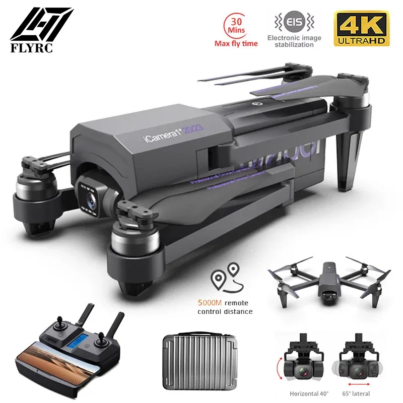 DRONES 2022 NOUVEAU FLYRC GPS DRONE 4K HD CAMERIE GPS 5G WiFi AntiShip 2axis Gimabal Drone sans balais de 5 km RC Quadcopter Toy Cadeaux