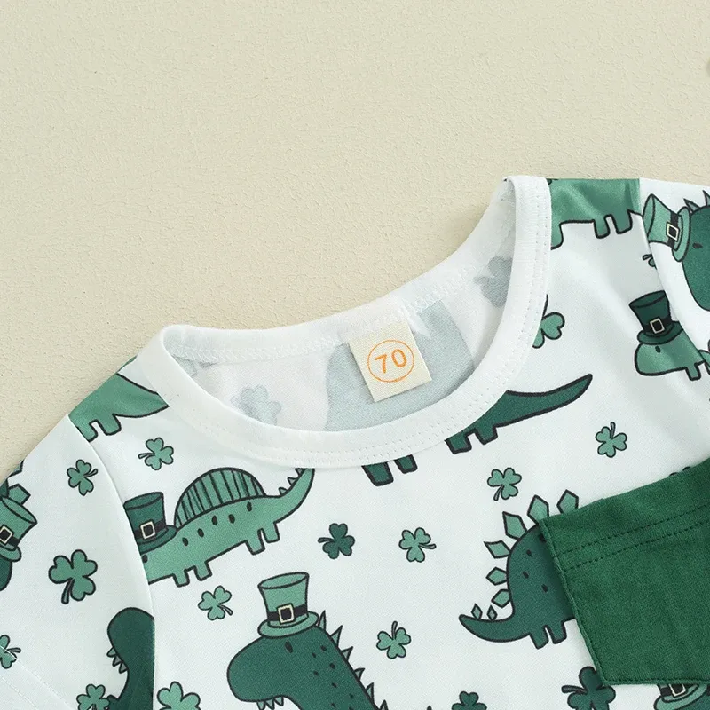 Baby Boy St Patrick's Day Outfit Letter Letter Clover Print T-shirt TOP STROKS