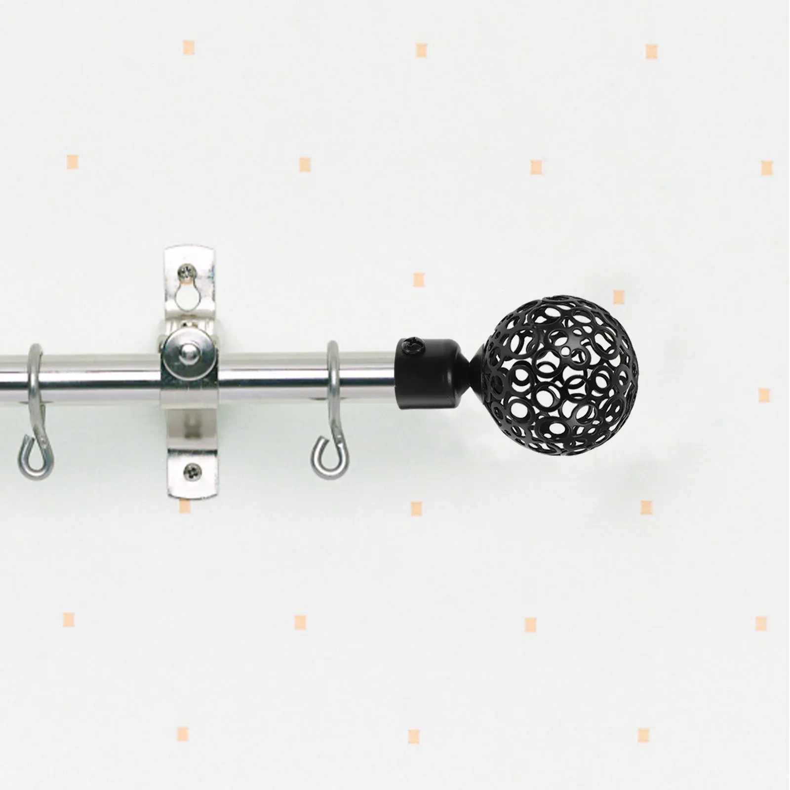 GORGECRAFT 2PCS Black Cage Curtain Rod Finials - 28mm Hole, Iron End Caps For Roman Rods - View #4