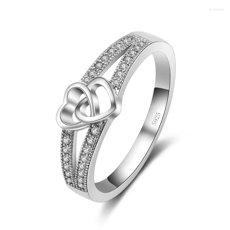 Кластерные кольца 925 Серебряное кольцо серебряного цвета Простые сладкие романтические подарки любителя подарки Крест