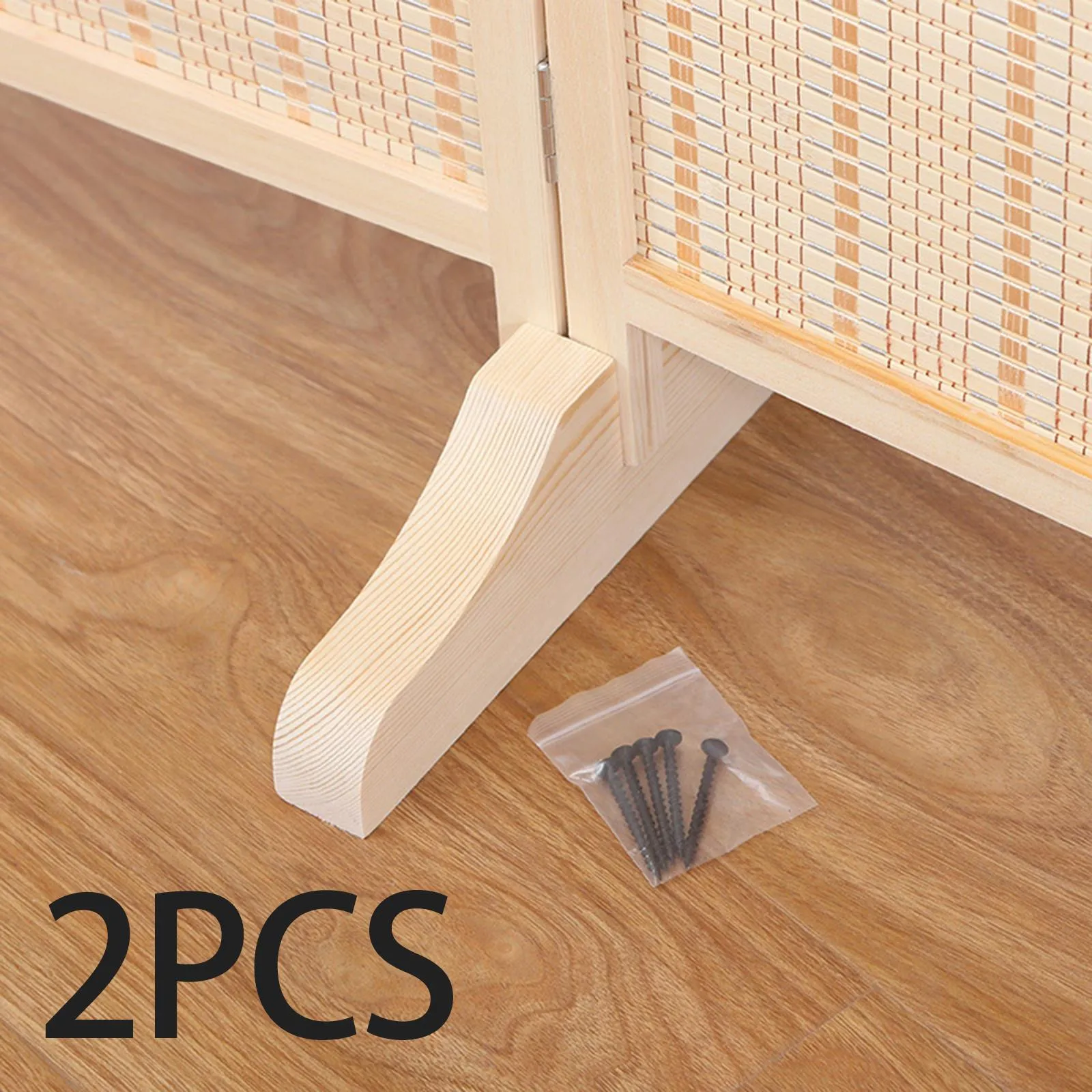 2x Privacy Screen Holder Room Divider Feet, Protective Wooden Divider Bracket