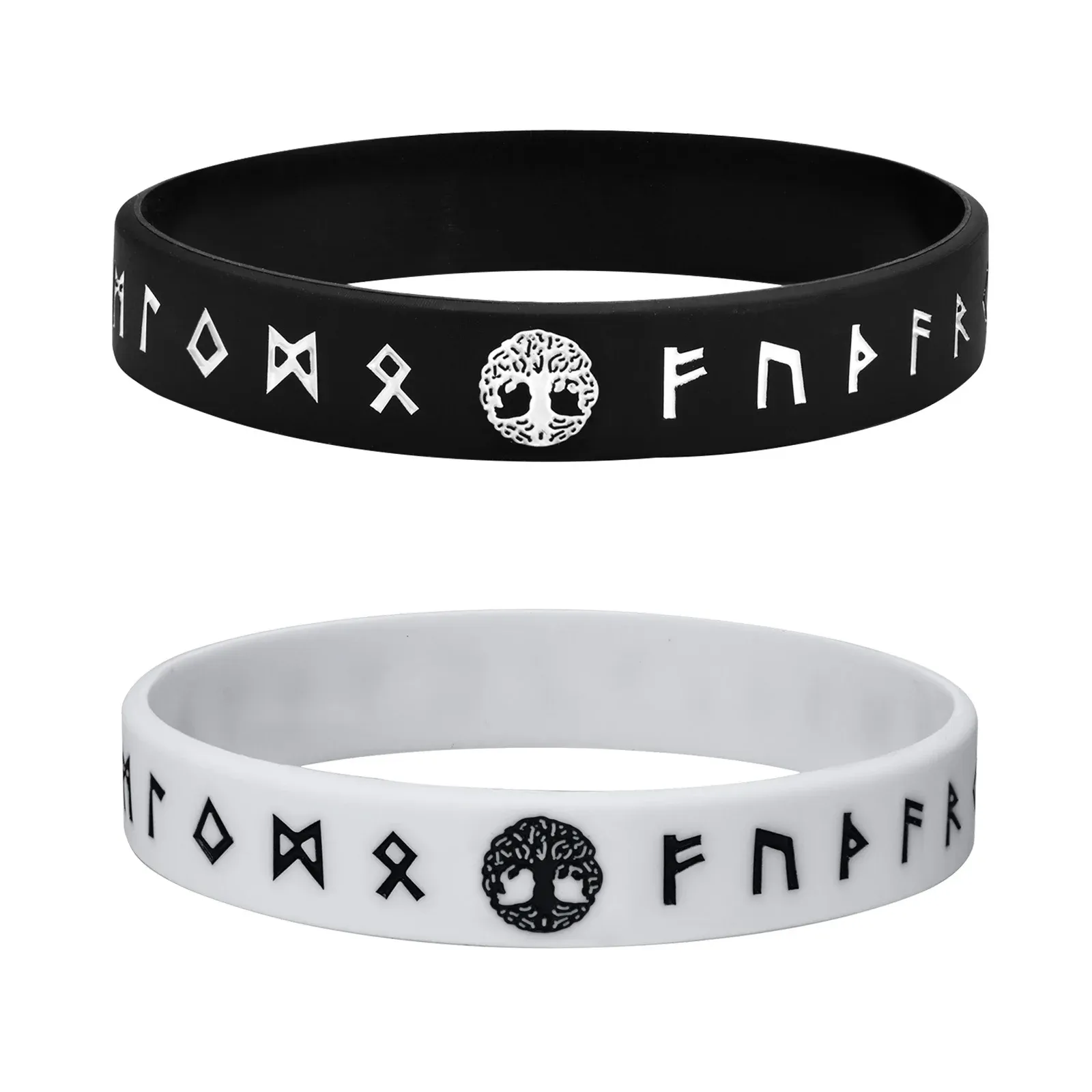 MPrainbow Mens Life of Life Bracelets 1 2 3 4 PCS skandinav Viking Yumu ak Runes Silikon Kaucuk Bant bileklik Bileklik Konfor Uygun