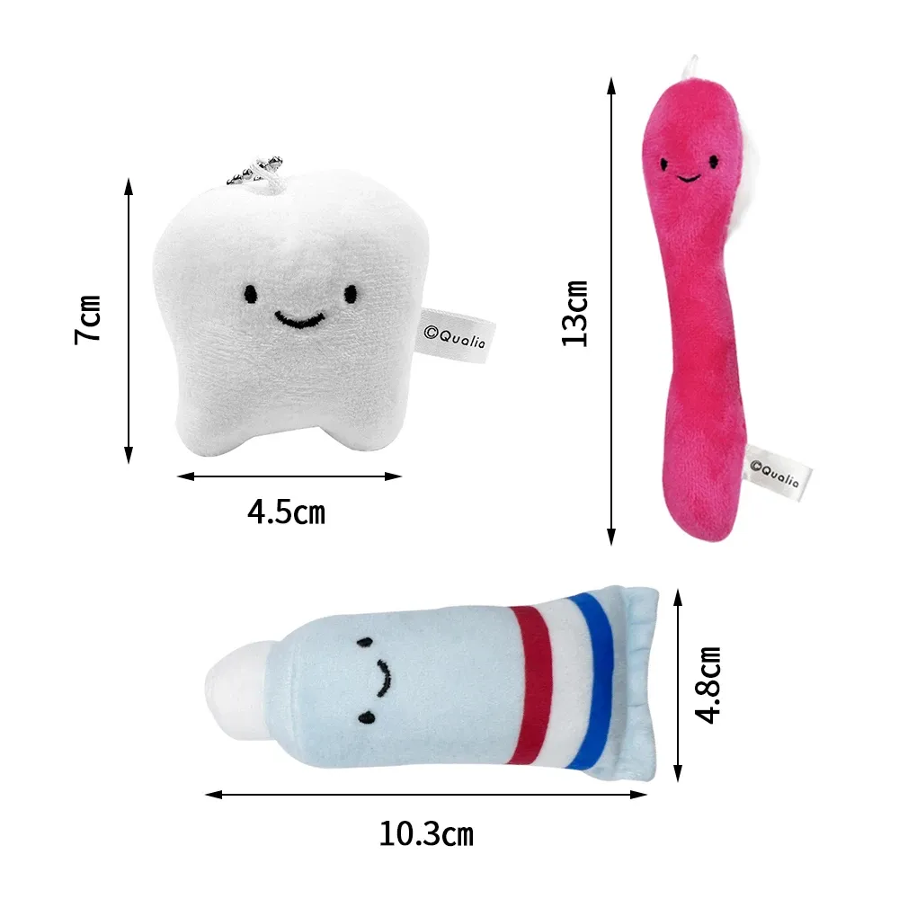 Dentali dentali bambole peluche a forma di dente pendente appeso dentifruso spazzolino imbottito per bambini che sfiorano l'apprendimento di toys dentist regalo