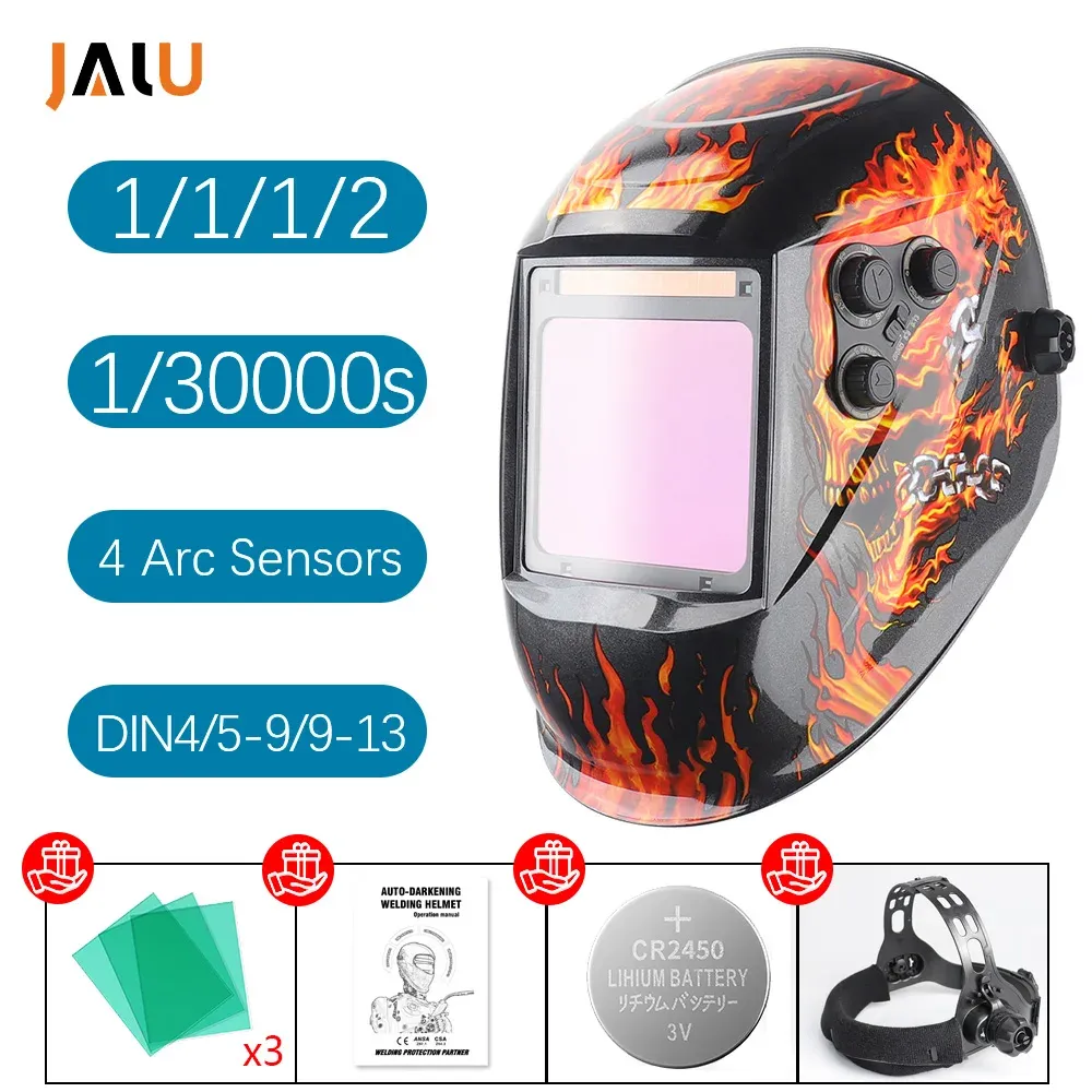 Big Windows Welder mask 100x97mm DIN4-13 Optical 1112 4 Sensors Welding Helmet Welder Mask Ture Color Auto Darkening Welding