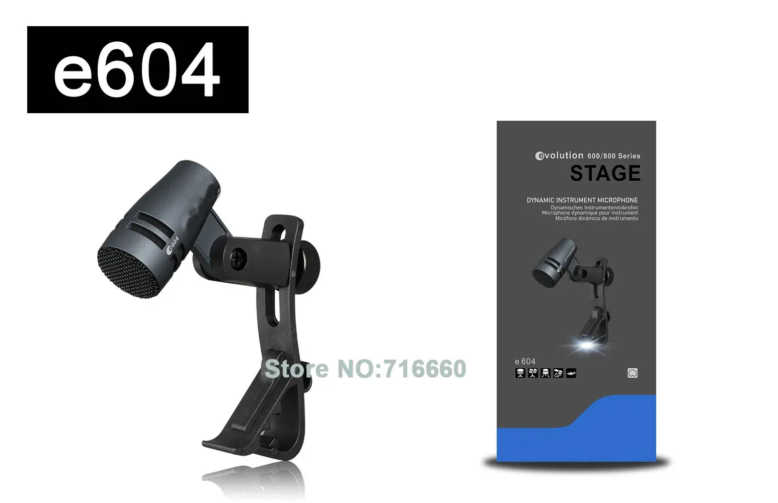 Microphones de haute qualité E604 Tom Snare Drum Microphone Mic à instrument cardioïde avec support de bras à clip pour la vente à chaud