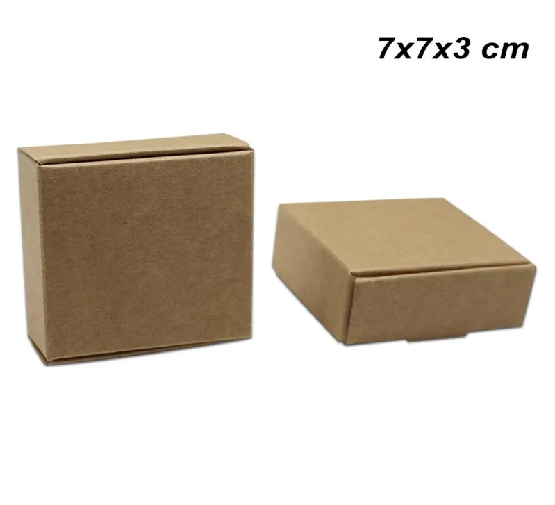 7x7x3 cm Brown 30 stycken Kraftpappers handgjorda tvålpaket för smycken ornament kortbräda parti gåvor konst hantverk förvaring packa9492851