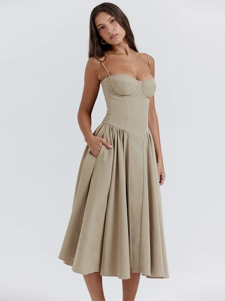 Elegant Solid Backless Sling Dress Dresses Elegant Solid Backless Sling Dress Dresses