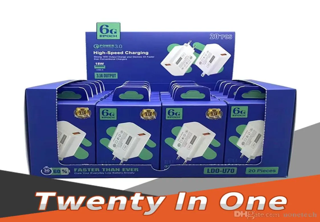 1A 2A QC30 Adattatore di caricabatterie a parete Quick Wall per iPhone 13 12 XS Tipo di ricarica rapida C USB US EU Plug 20pcs in 1 scatola con scatola al dettaglio2097976