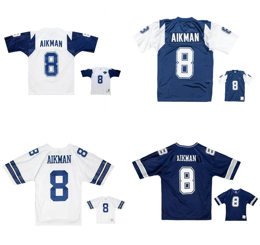 Zszyte koszulki piłkarskie 8 Troy Aikman 1992 1995 75th Mesh Legacy Emerytowany retro koszulki Mężczyzn Kobiet młodzież S-6xl