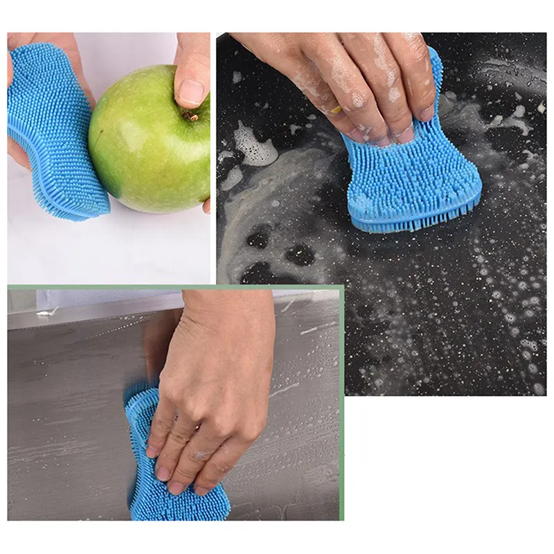 Silicone Non Scratch Sponges Food Grade PE Cleaning... 