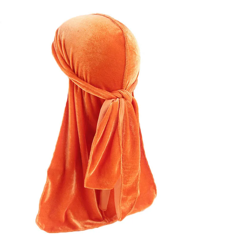 Buy Unisex Velvet Bandana Durag Headwear Silk Pirate Cap Wrap Hat Red