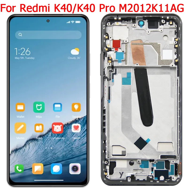 Para Xiaomi Redmi K40 Pro Display LCD Tela com quadro 6.67 "Redmi K40 M2012K11C LCD Display Touch Screen Assembly