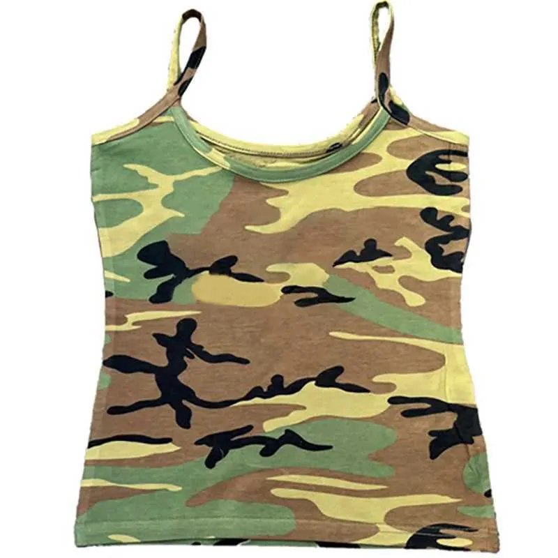 Women's Tanks Camis Womens Y2k Tank Top Rock Gothic Aesthetic Street Camo with Hip Hop Retro Sexy Crop Top Punk Fashion Sleeveless Sling EMO J240409