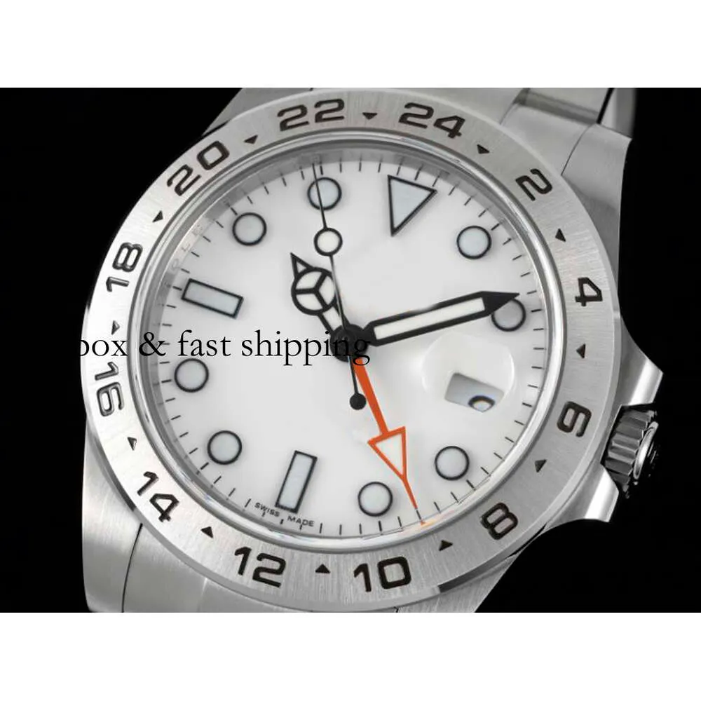 226570 OLEX MAGNIFYER SUPERCLONE WHITE PLATINUM 42MM Convex Automatic Lens Watch Explorerii Designer Rhodium Mechanical Calendar Men's 37