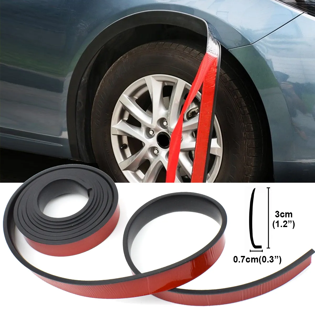 3 Meter Car Fender Flare Wheel Eyebrow Protector Arch Wing Expander Moulding Trim Mudguard Lip Rubber Seal Strip Scratch Proof