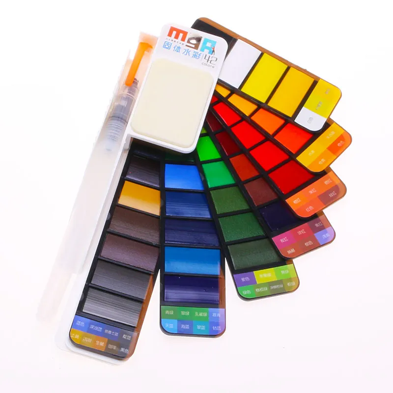 Aquarellfarbe Kunst liefert 18/25/33/42 Farben Acuarelas Tragbares Reisen Festpigmentprofierer Wasserfarbe Pinsel Pen