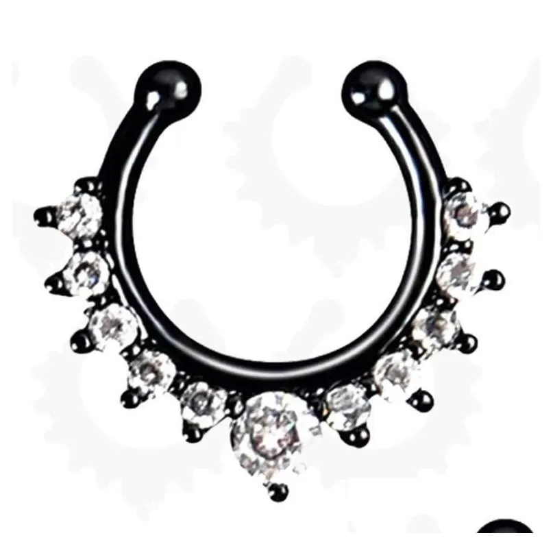 Носовые кольца шпильки С-образное кольцо из нержавеющей стали непроцветированные ложные украшения стерлинго