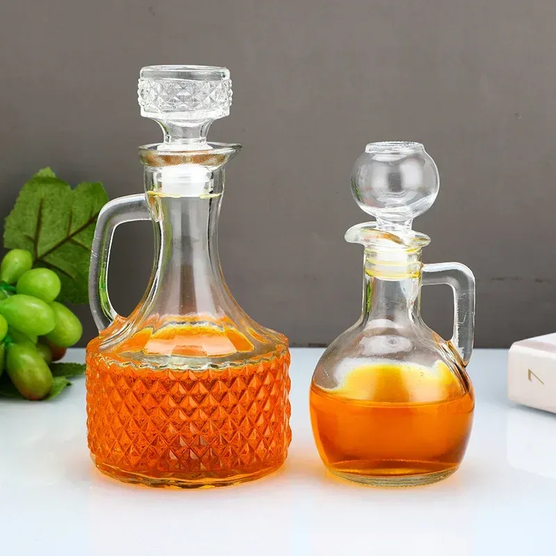 Şeffaf Zeytin Yağı Cruet Jugs Cam Şişeler Sakslar Dispenser soya sosu sirke kutuları mutfak için konteyner büyük kapasite