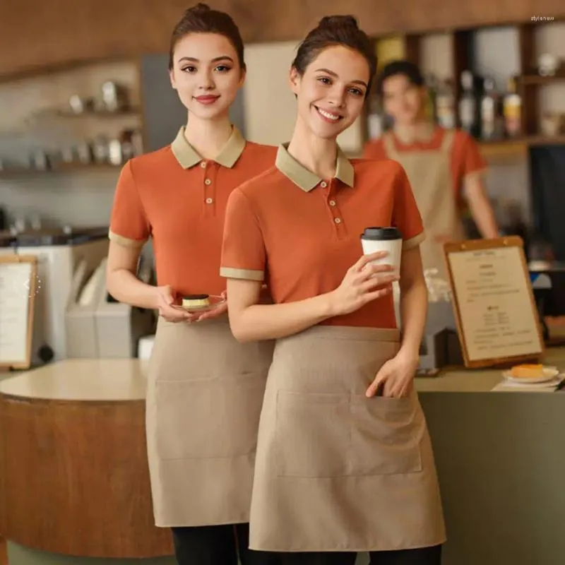 Herren -T -Shirts Sommer Kellner Uniform Professional Unisex Hemd für Kaffeehaus El Staff Atmungsfreies Kurzarm Top Essen
