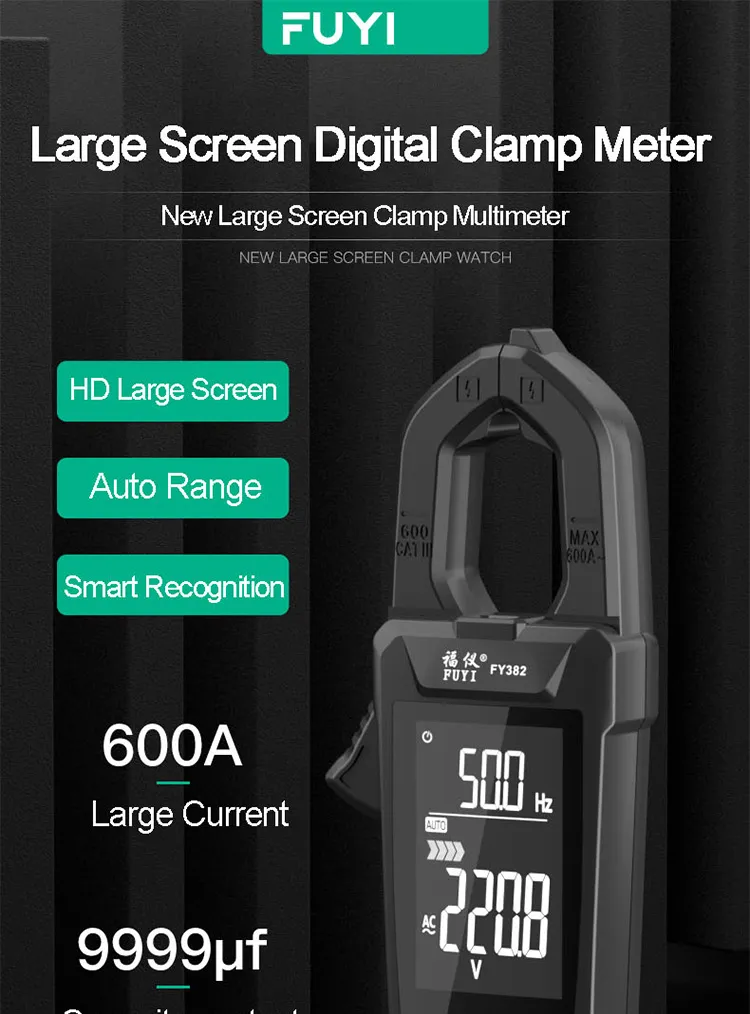 digital multimeter Amperometric Clamp with Big Screen, AC Voltage and ...