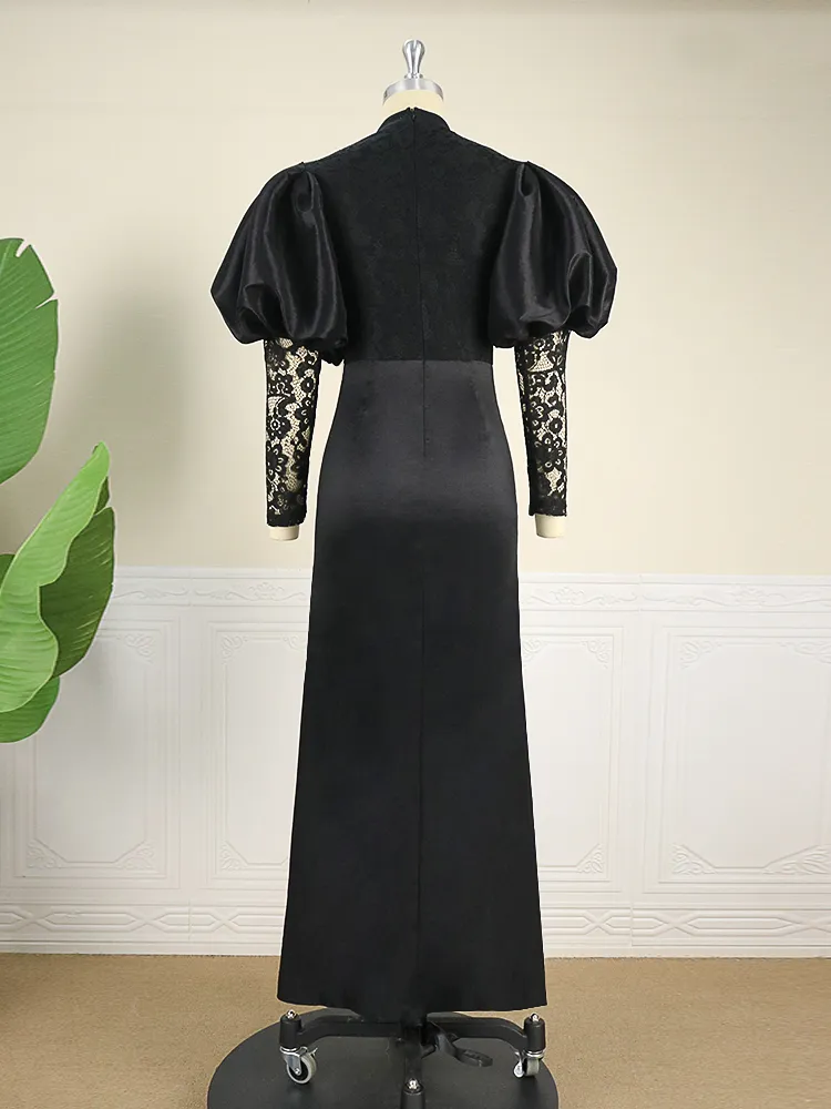 Black Formal Long Gown Women Slim Fit Pencil Silhouette Puff Sleeve Zipper  Closure from Dhgate Women's Cape - price 138.53