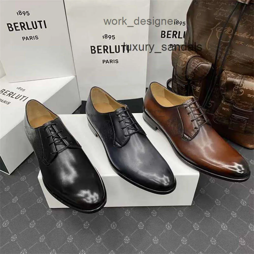 Berluti Mens Dress Dress Leather обувь Casual Berluti/Brutti Mens Shoes formal Business Leather Shoes с низким разрезом кружев