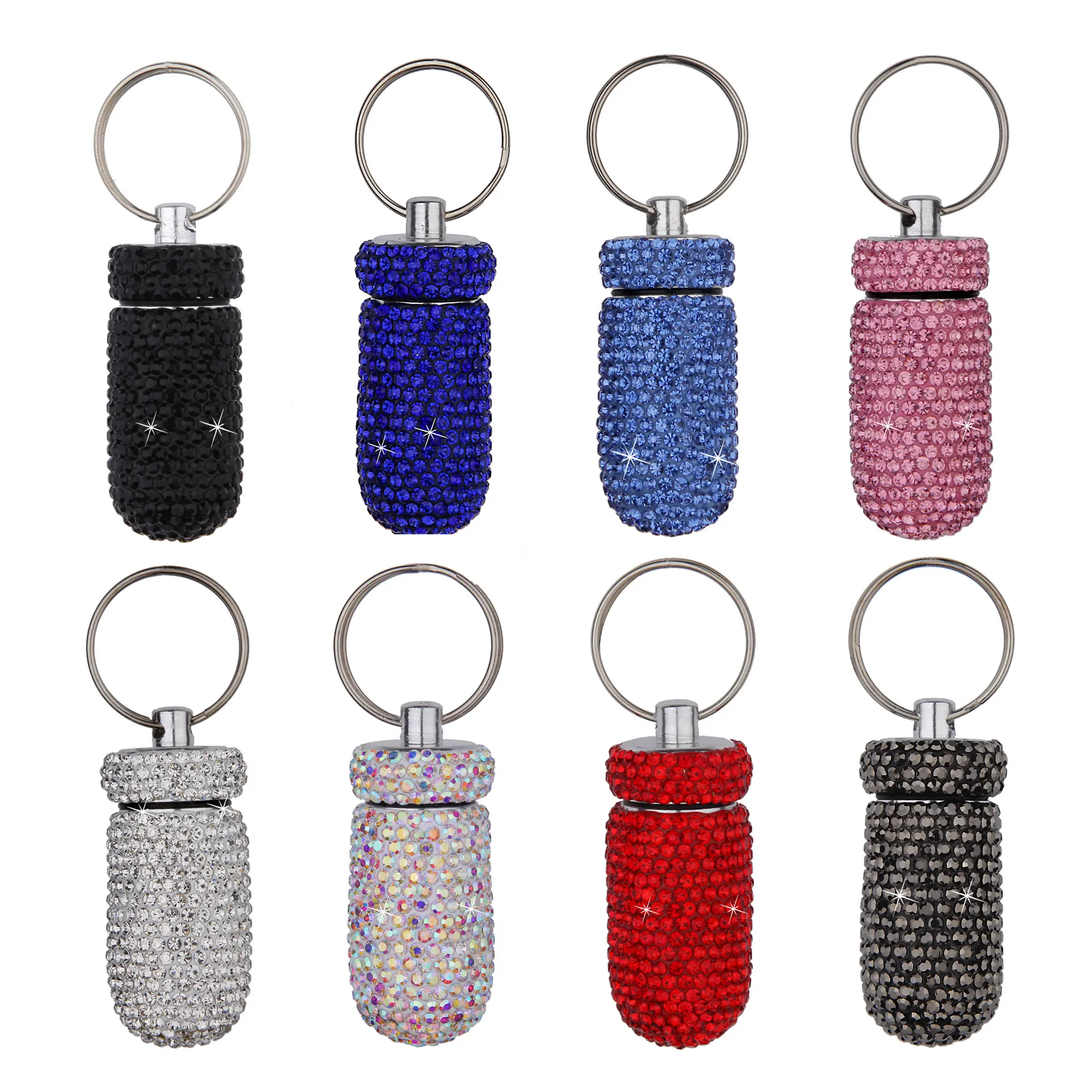 Mini Bling Diamond Pill Case Medicine Boxer Bottle Organizer con scatola di pillola di strass in metallo portatile viaggi viaggi