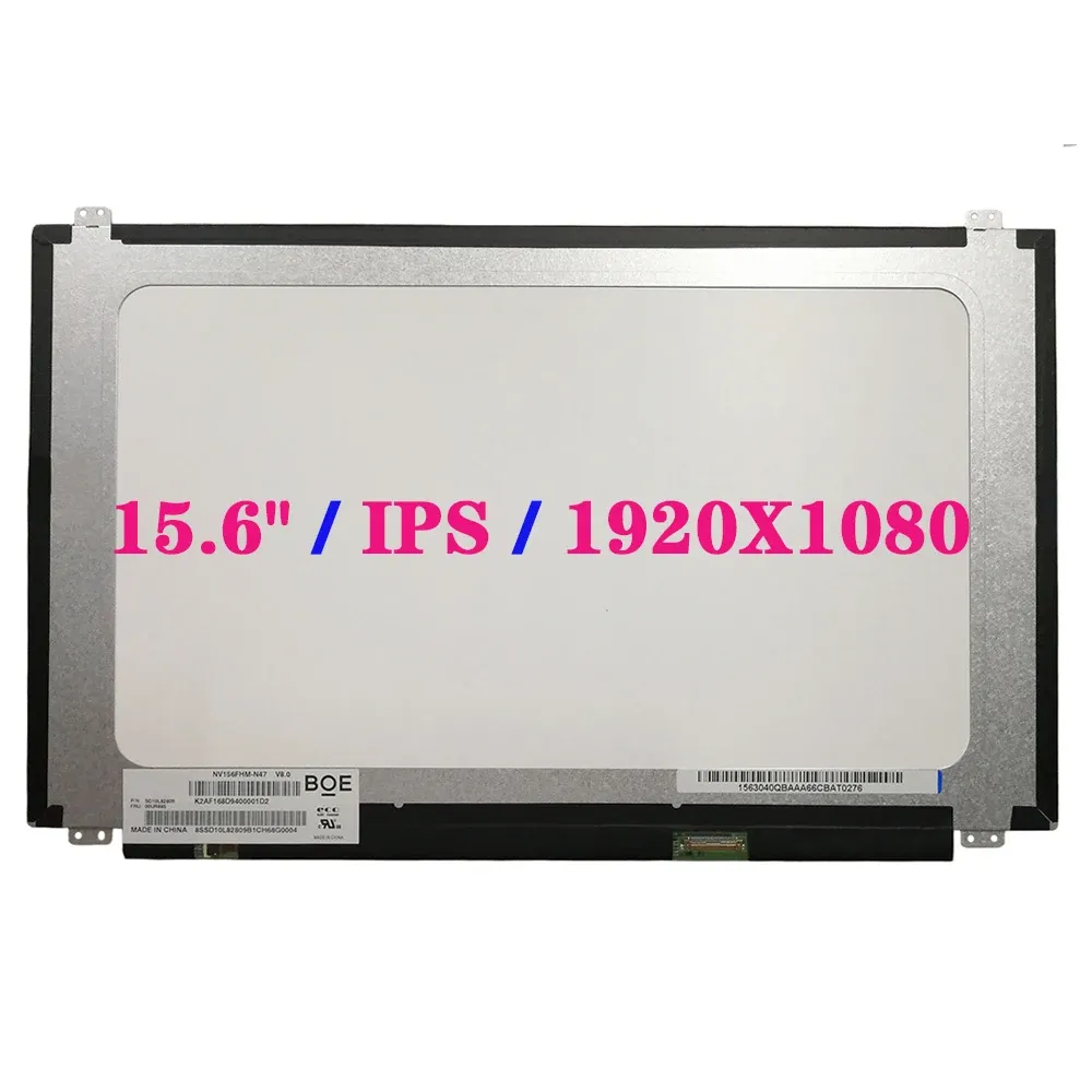 Skärm 15.6 "IPS LED Display Panel NV156FHMN47 för Lenovo ThinkPad T570 T580 E580 E585 E590 E595 FHD 30 PINS LAPPT LCD -skärm