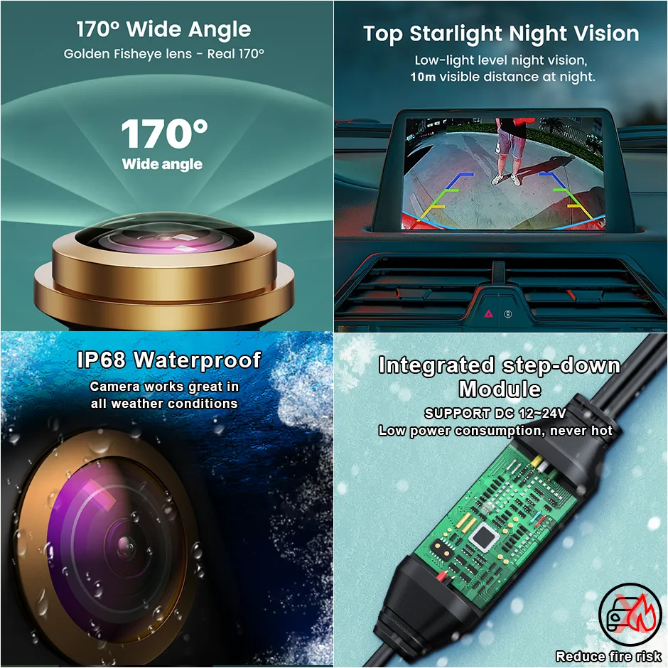 AHD 1080p 170 ° Câmera de backup reversa de visualização reversa do carro para lentes de peixe para Mazda 3 BK 2003-2009 BL 2009-2013 Mazda2 de 2007-2015