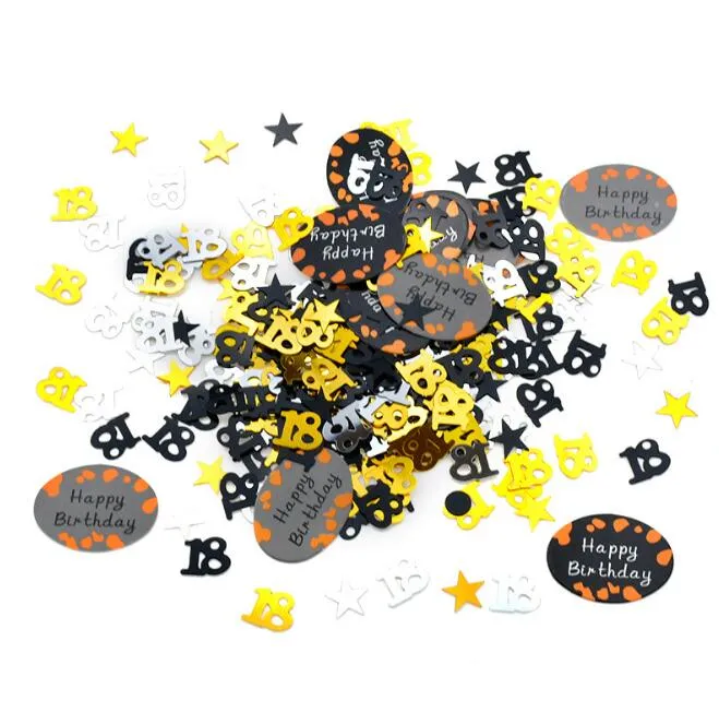20G Grattis på födelsedagen Black Gold Star PVC Confetti 16 18 21 30 40 50 60 års jubileum Guldnummer Confetti Party Decor Adult