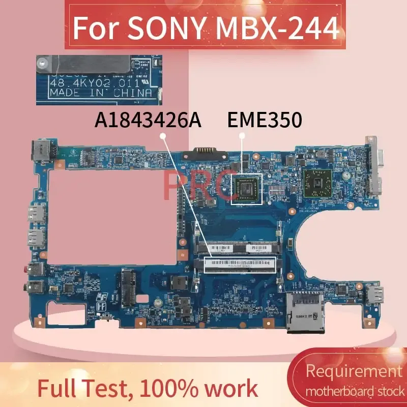 Moderkort A1843426A MBX244 för Sony VPCYB3 EME350 Laptop Motherboard S02021 48.4KY02.011 AMD DDR3 Notebook Mainboard