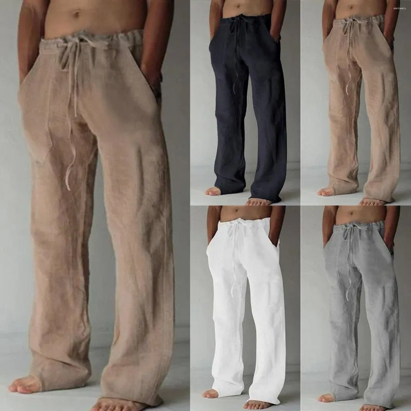 Pantalon pour hommes en coton couleurs de couleur un pantalon à cordon décontracté