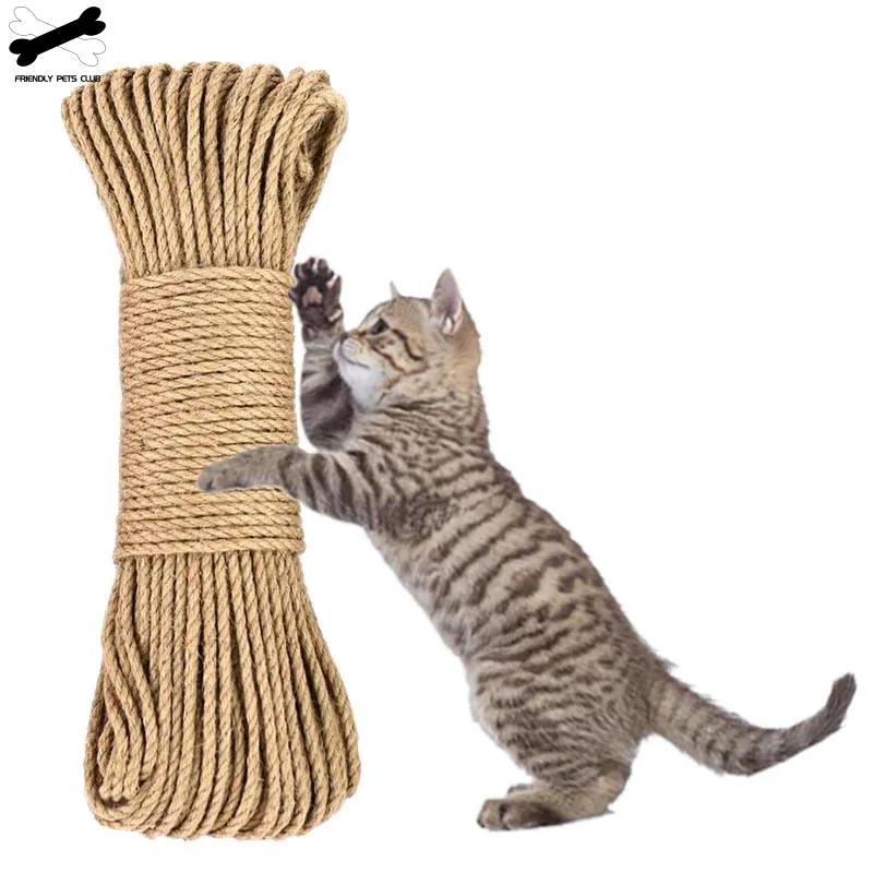 DIY Cat Scratcher Sisal-touw voor kattenkrabben Post Tree en Tower vervangen Natuurlijk niet-toxisch henneptouw 50m stuk