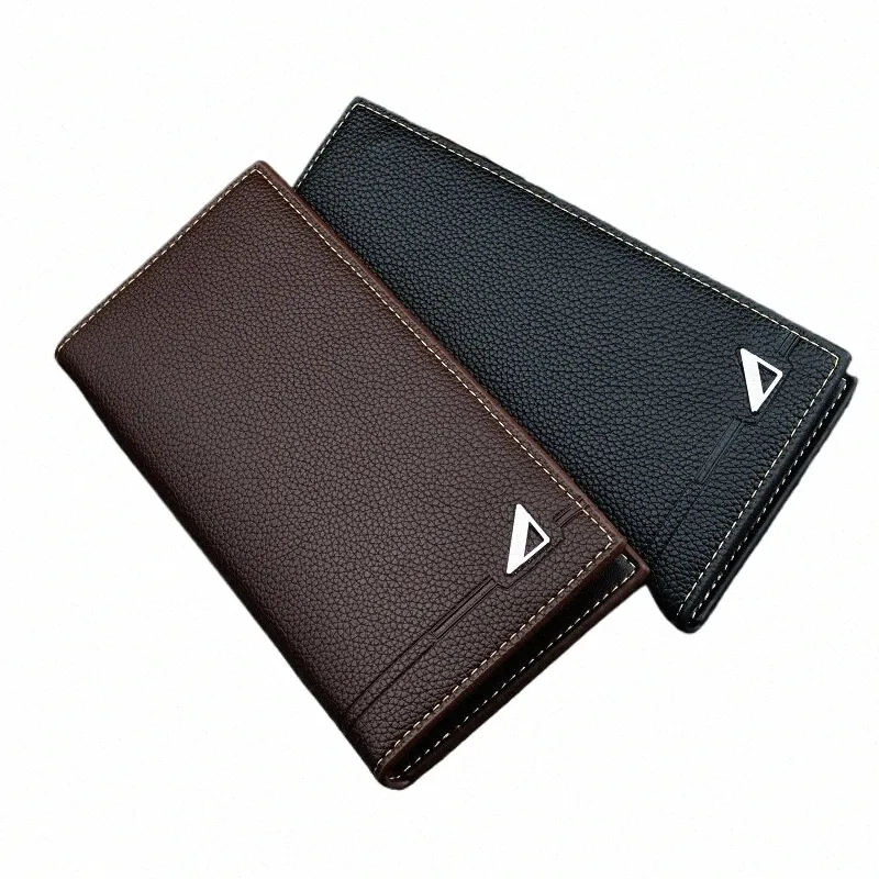 new Men's Wallet Men's Lg Wallet Multi Card Slim Fi Litchi Pattern Soft Leather Wallet Large Capacity Suit Bag 60qc#