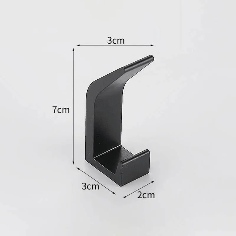 Aluminum Alloy Double Towel Hook For Bathroom Livingroom Clothes Black Hooks No Drilling Wall Mount Rack For Kitchen Accessories
