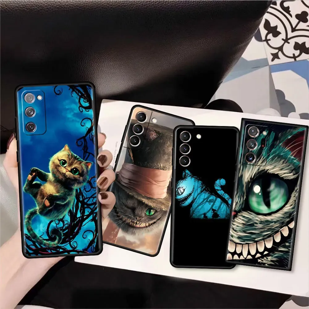 Alice In Wonderland Cheshire Cat Case For Samsung Galaxy S22 S21 Ultra S20 FE 5G S10 Plus S23 S9 S8 Shockproof Soft Phone Coque