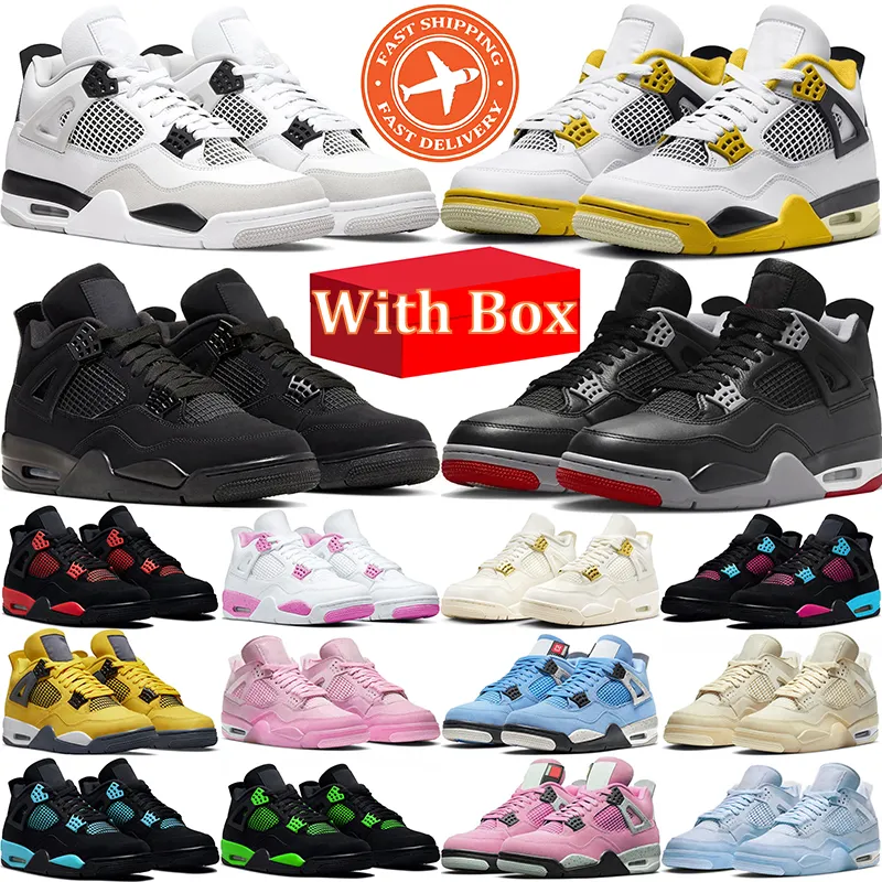 with box 4s military black cat basketball shoes 4 tag for men women oreo sail university blue red thunder midnight navy bred sports trainer