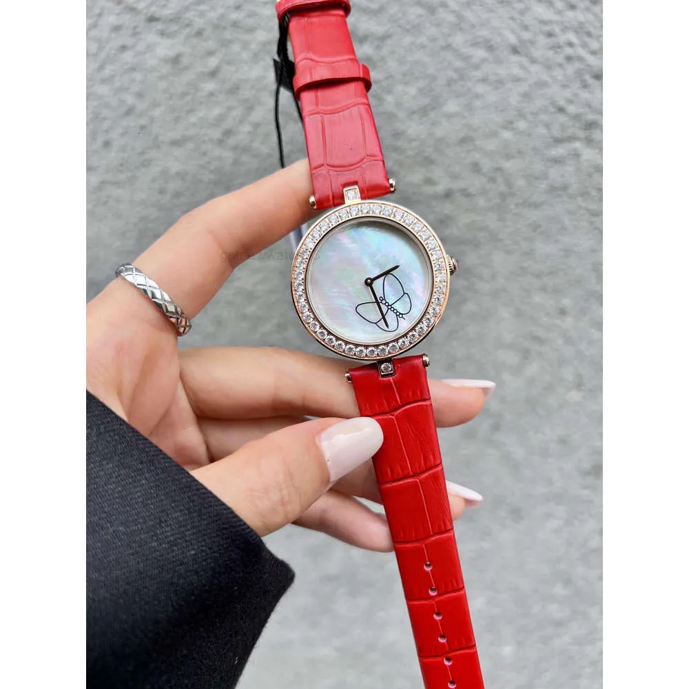 Women Fashion Va Diamond Watch Cleefly Fourleaf Na rękę Vanly Clover Luksus Butterfly Damond Fashion Diamond Cow Spacer Strap Student Clover Full D agum xquc