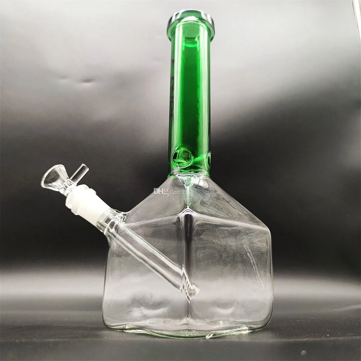 12 Zoll grüne Quadratbasis Becher Bong Glas Bongs Wasserpfeife Shisha 14mm